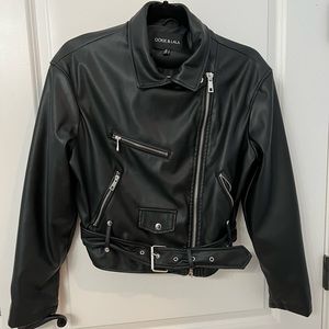 Black Vegan Leather Jacket. size Medium. NWOT. Ookie and Lala